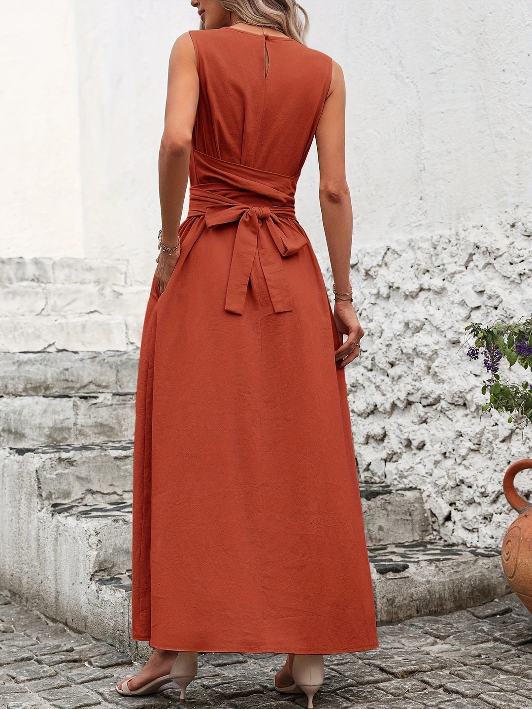 Diane™ | Cotton Tie-Back Sleeveless Maxi Dress