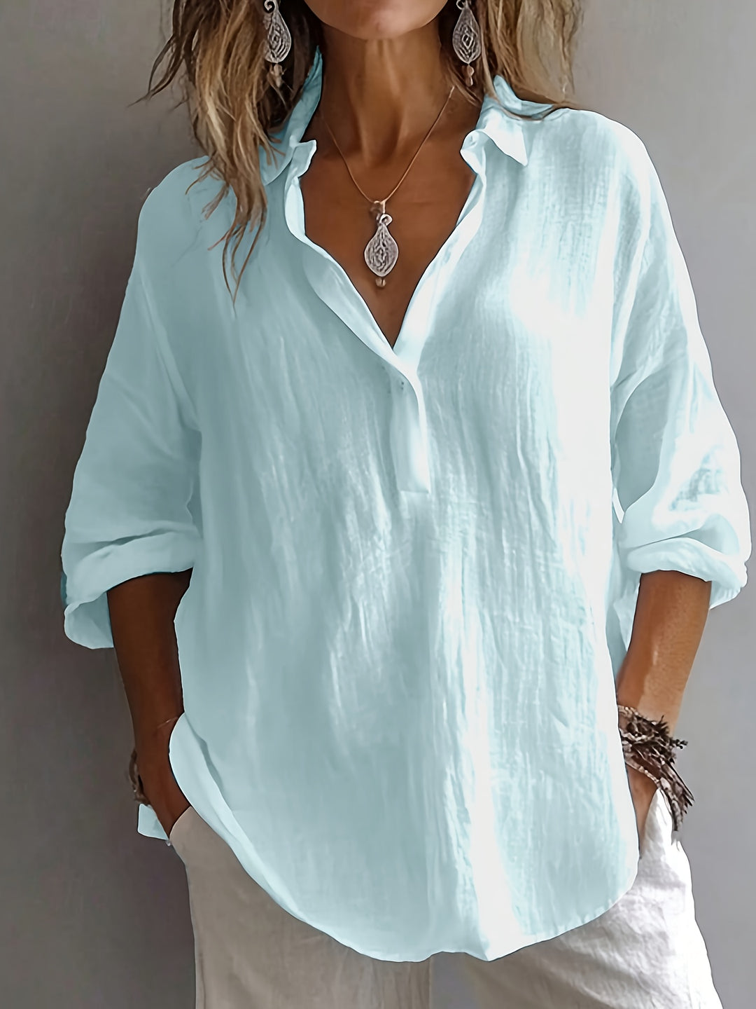 Vivian™ | Oversized Lapel Blouse in Bold Colours