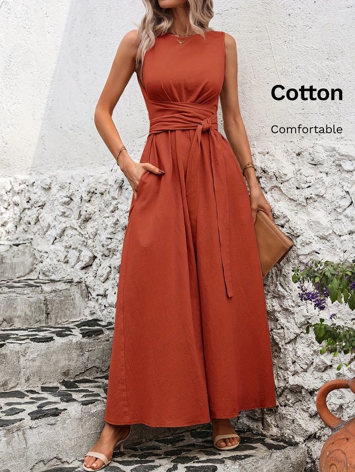 Diane™ | Cotton Tie-Back Sleeveless Maxi Dress