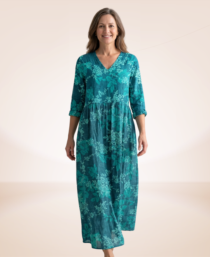 Florence™ | Luxe Floral Linen Dress
