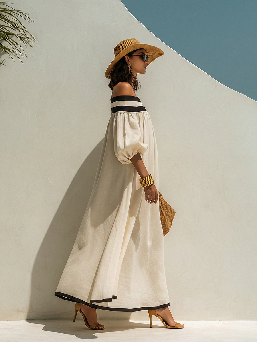 Seraphina™ | Luxe Off-Shoulder Linen Maxi Dress