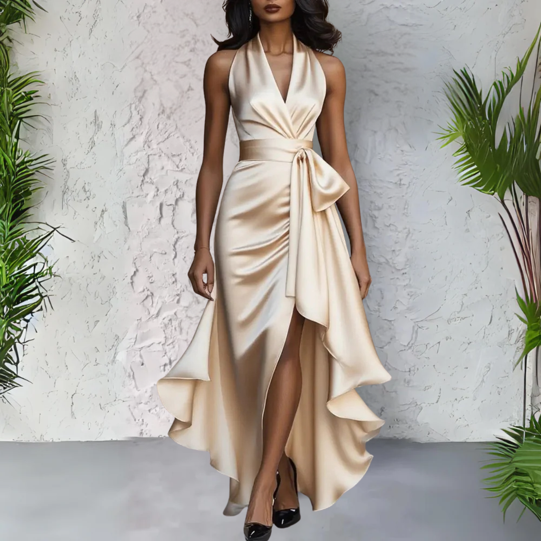 Audrey™ | Elegant Halter Wrap Evening Dress