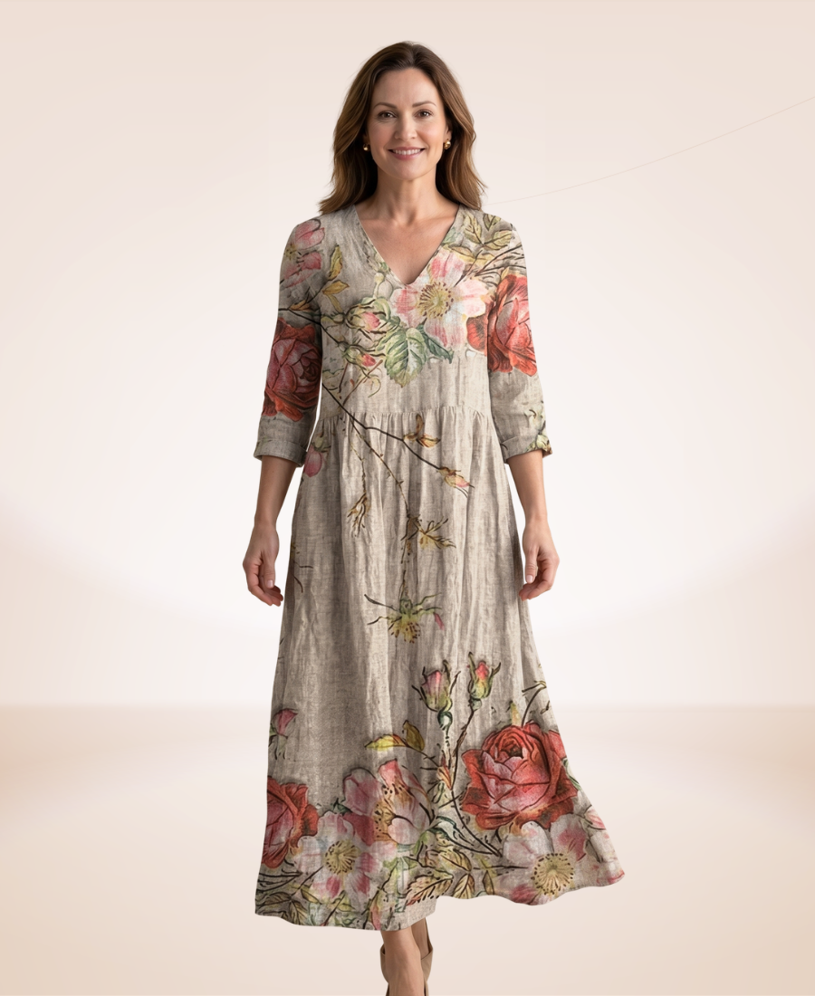 Florence™ | Luxe Floral Linen Dress