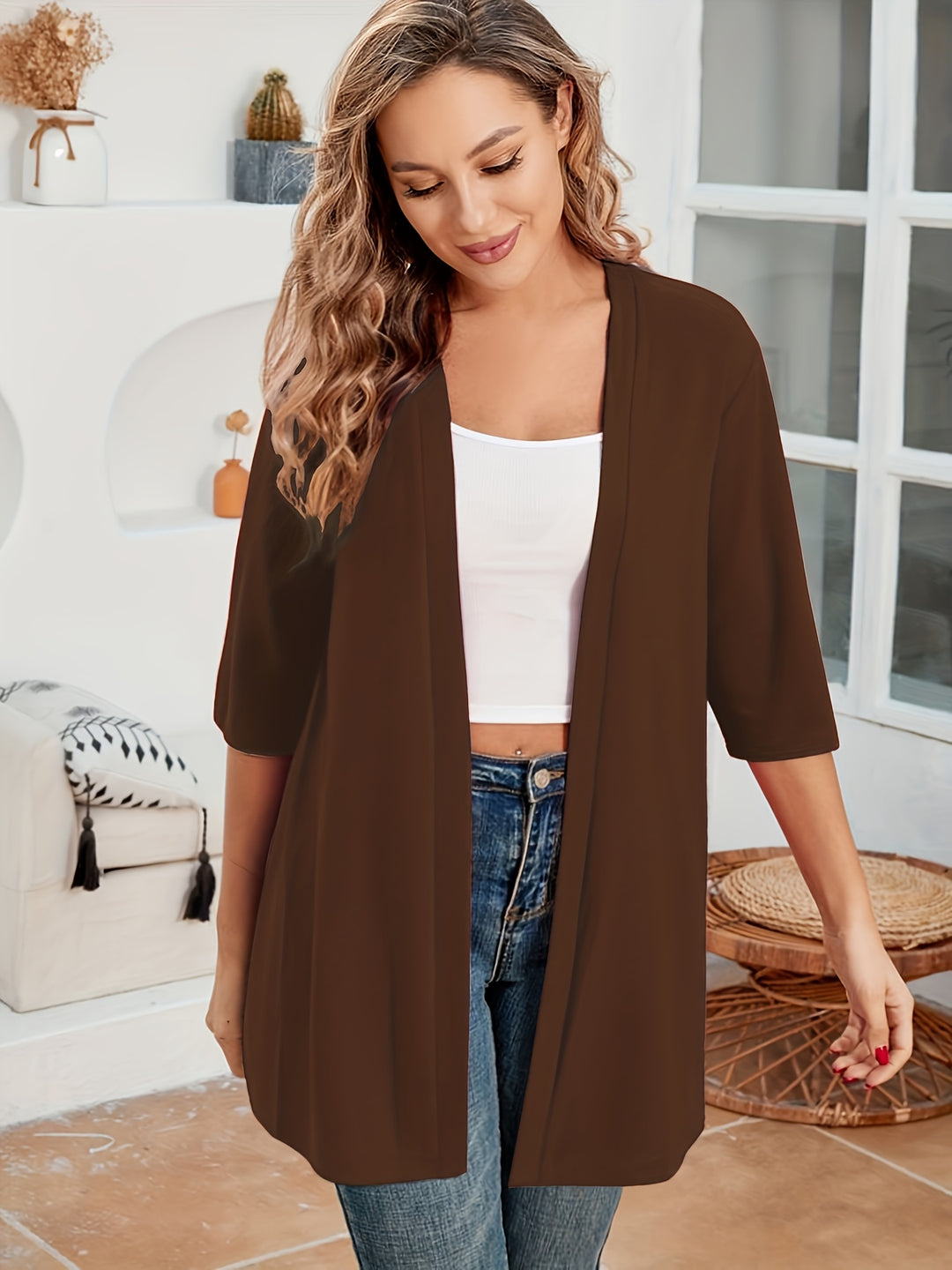 Vivienne™ | Elegant Open-Front Stretch Cardigan