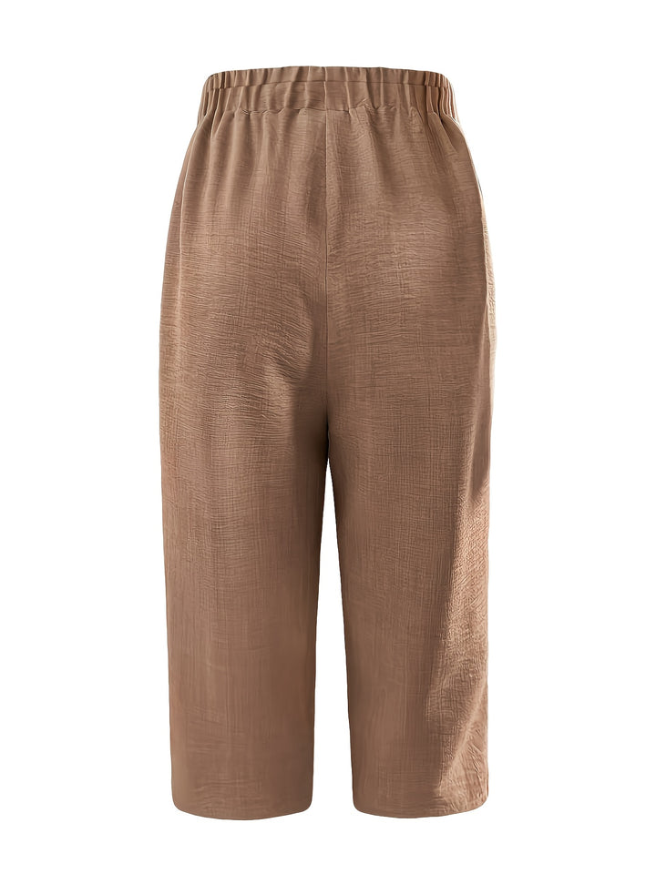 Noor™ | Elastic-Waist Capri Pants with Pockets