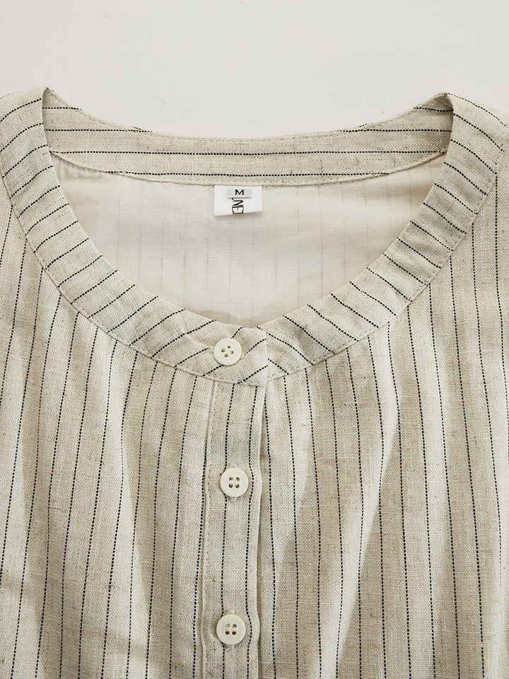 Hattie™ | Striped Button-Down Midi Dress