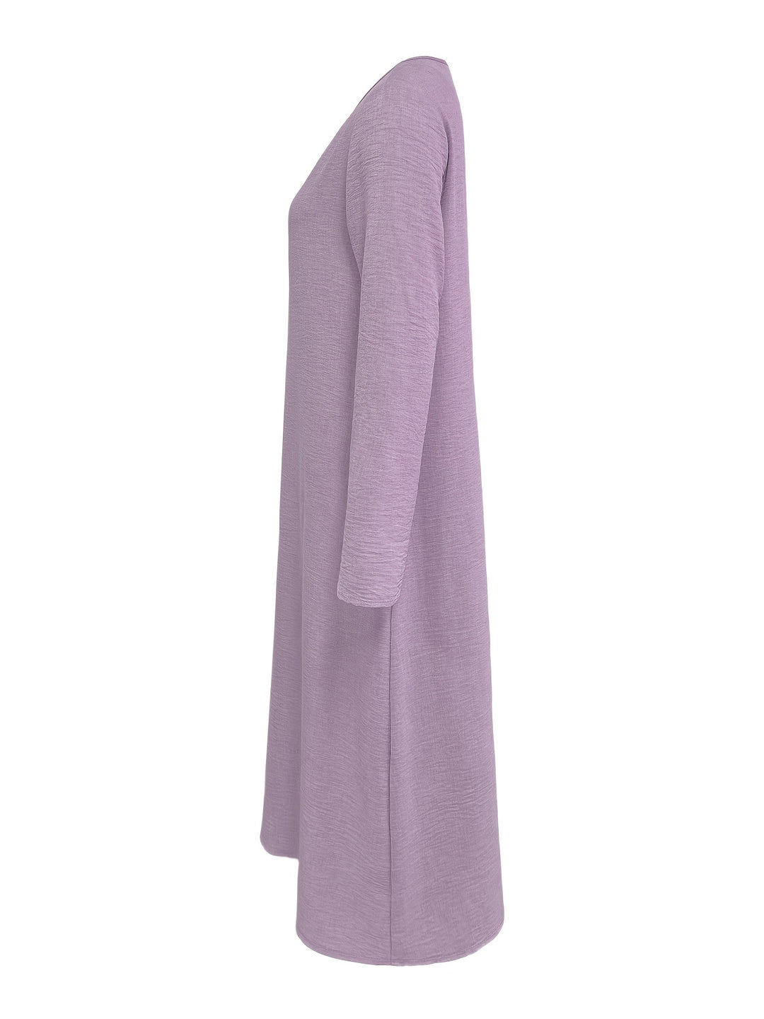 Women's V-neck Long Sleeve Solid Color Casual Loose Dress