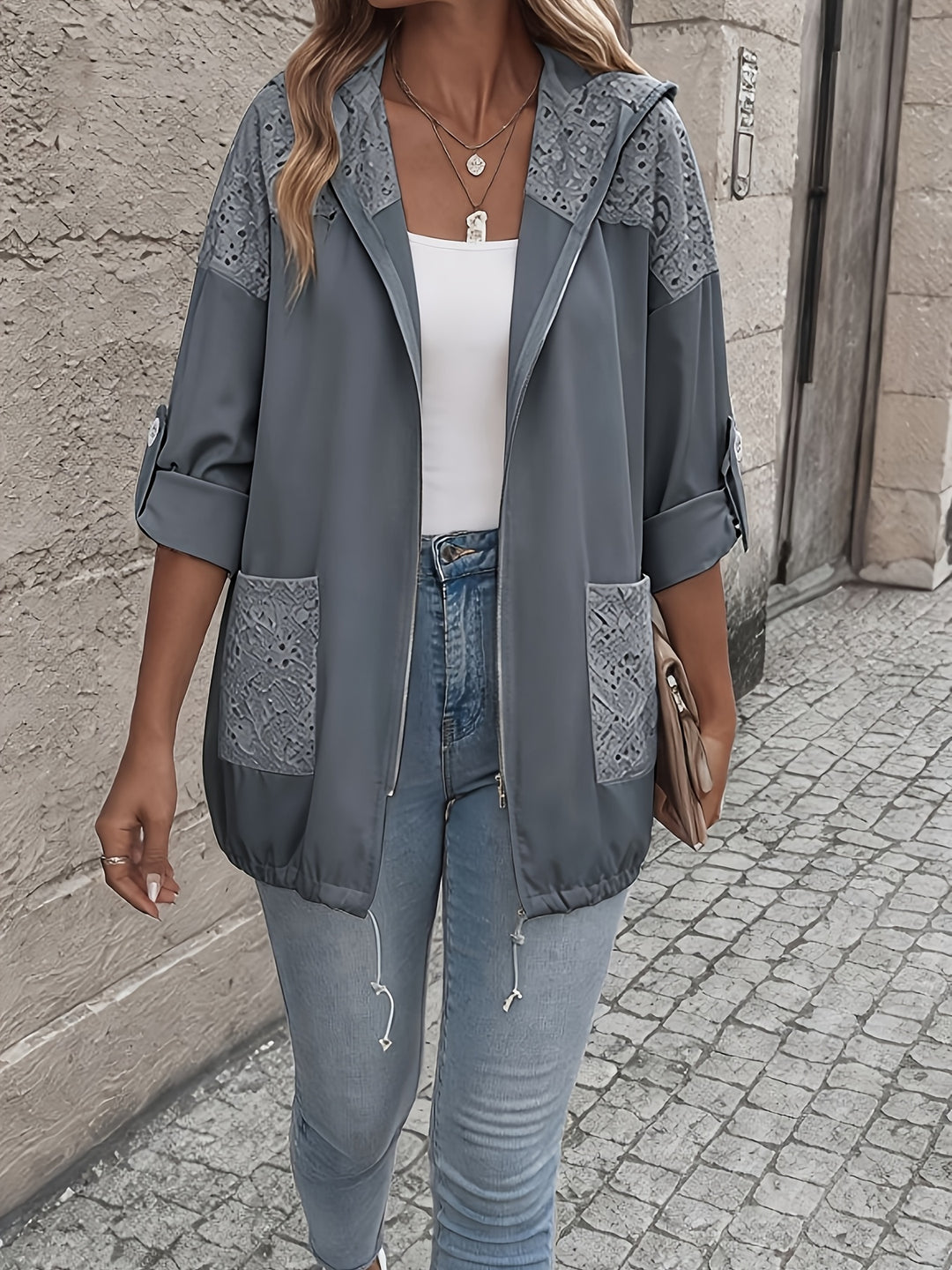 Aria™ | Lace Patchwork Hooded Jacket