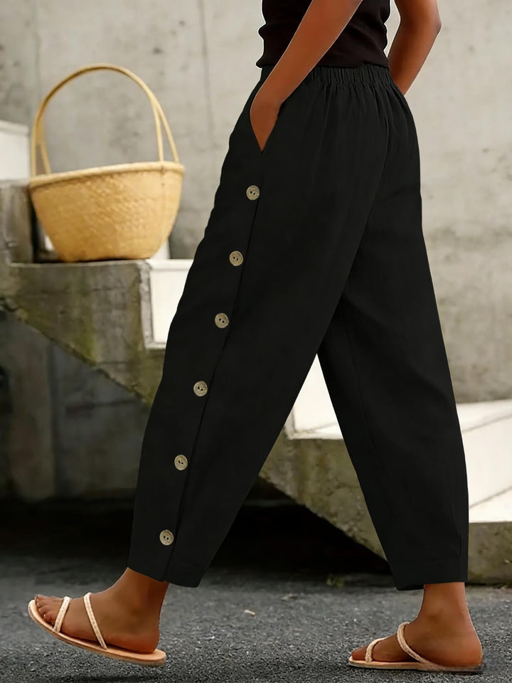 Cate™ | Button-Side Straight Leg Ankle Pants