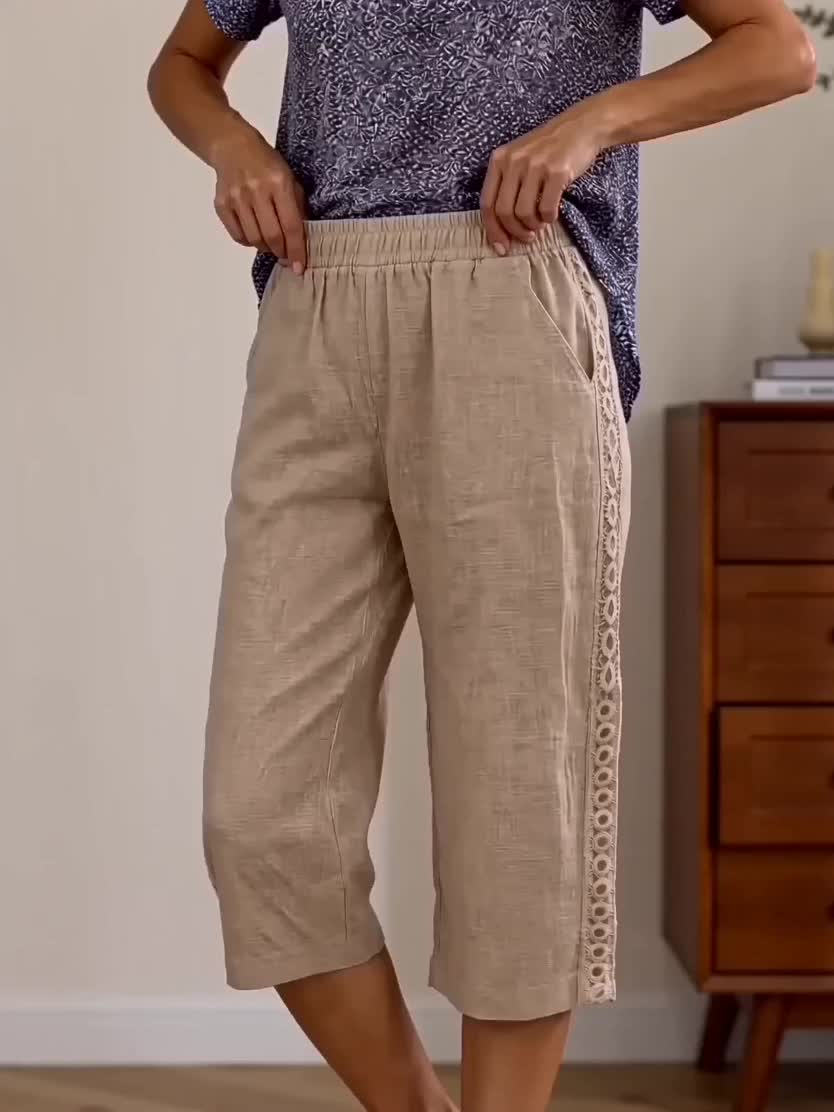 Noor™ | Elastic-Waist Capri Pants with Pockets