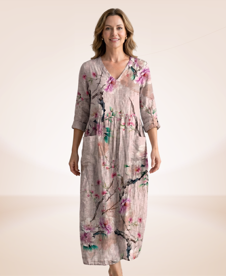 Florence™ | Luxe Floral Linen Dress