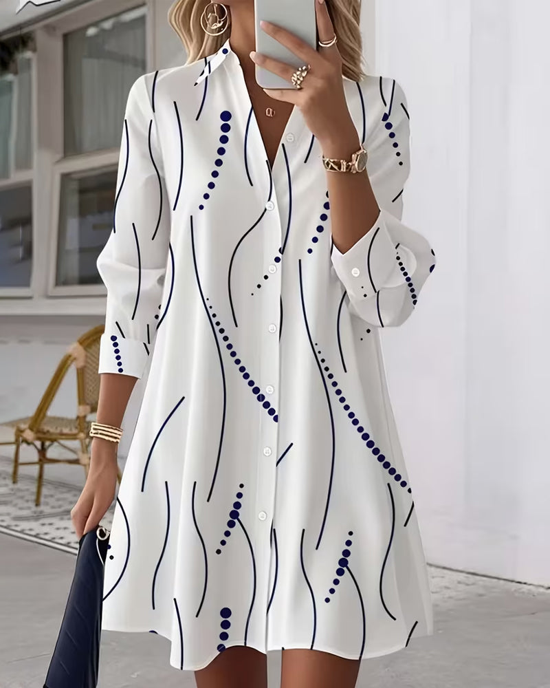 Wren™ | Wavy Print Collared Shirt Dress