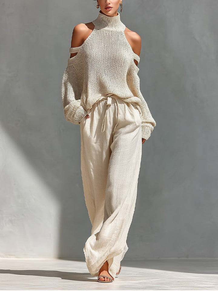 Simone™ | Off-Shoulder Knit & Fluid Trouser Set