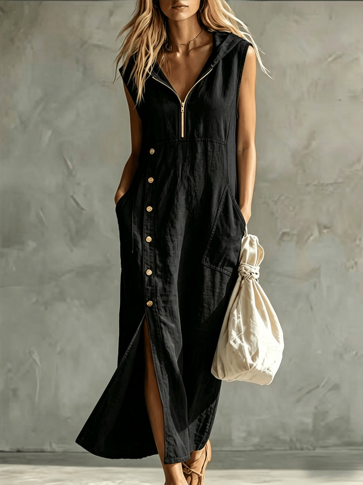 Carol™ | Hooded Button Maxi Dress