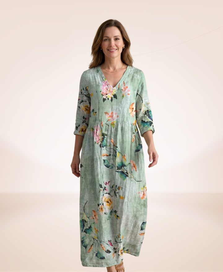 Florence™ | Luxe Floral Linen Dress
