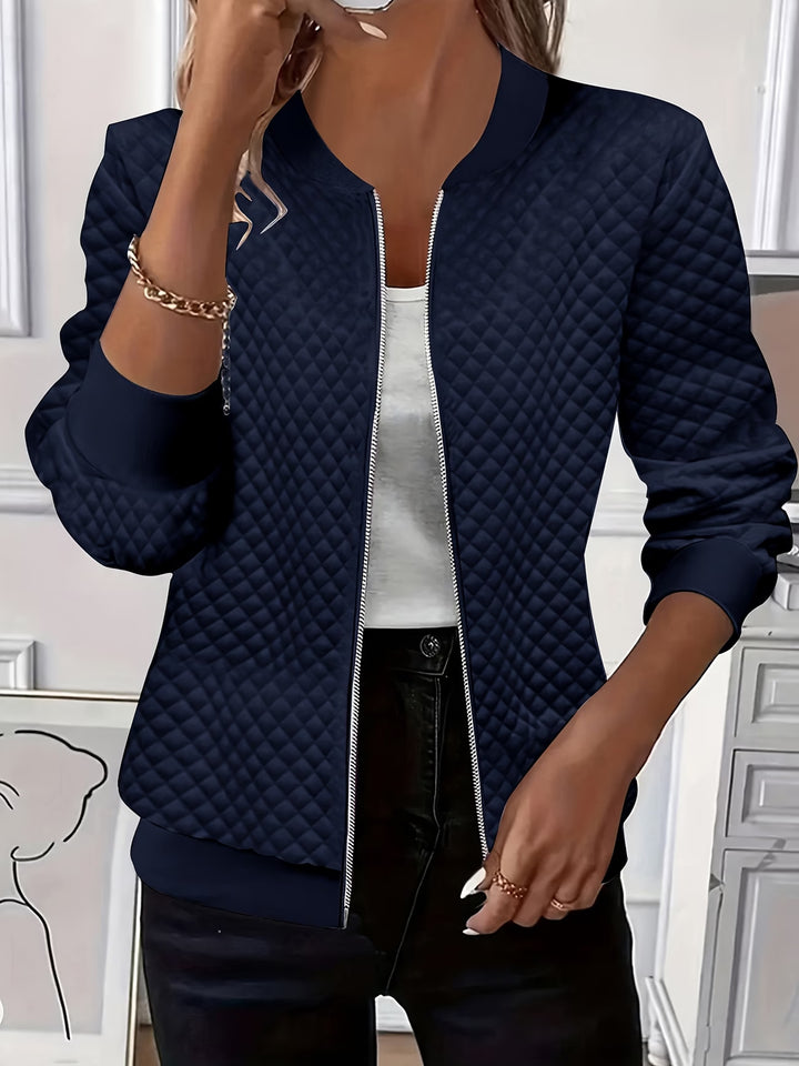 Jackie™ | Textured Zip-Up Bomber Jacket