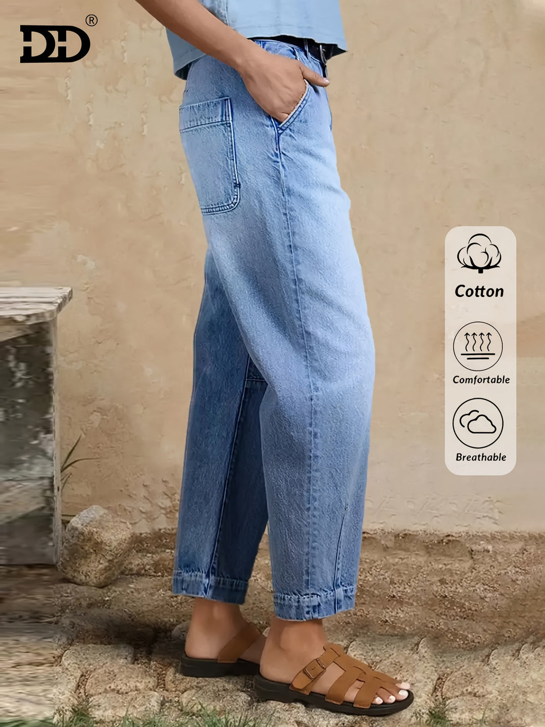 Jamie™ | Relaxed Barrel-Leg Jeans in Washed Blue