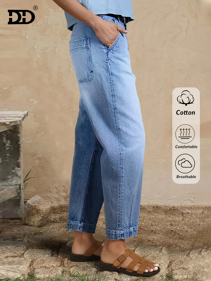 Jamie™ | Relaxed Barrel-Leg Jeans in Washed Blue