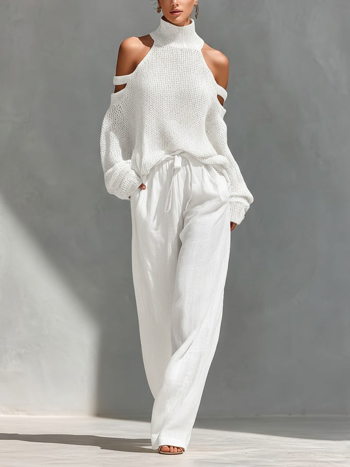 Simone™ | Off-Shoulder Knit & Fluid Trouser Set