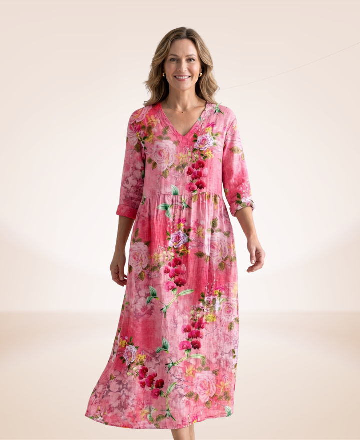 Florence™ | Luxe Floral Linen Dress