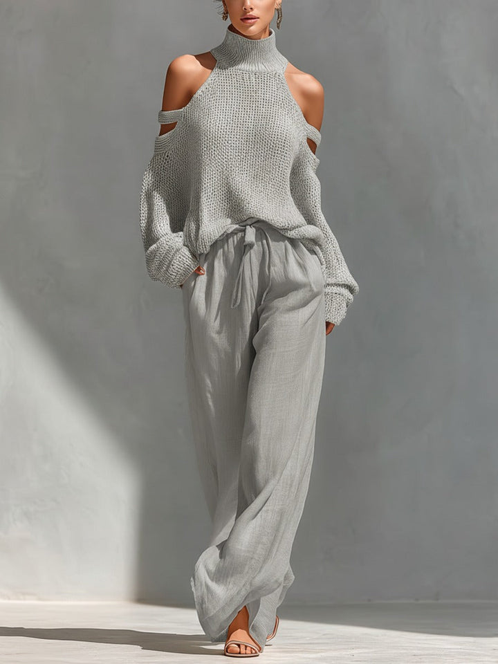 Simone™ | Off-Shoulder Knit & Fluid Trouser Set