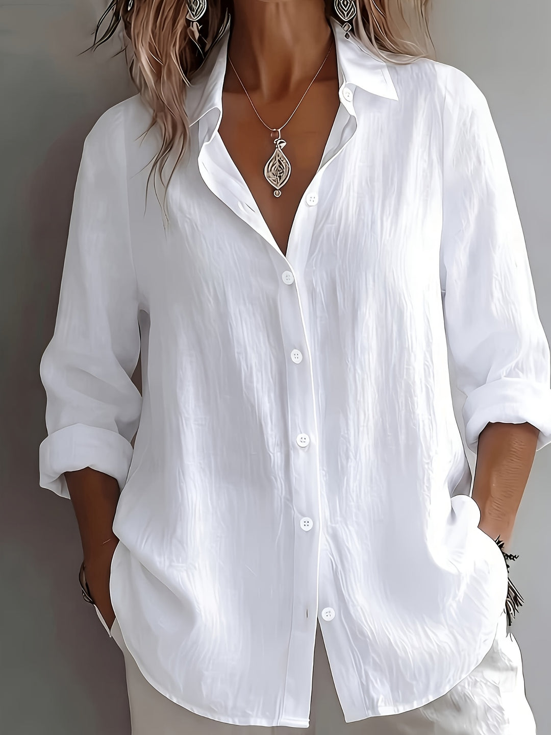 Selene™ | Relaxed Luxe Linen Button Blouse