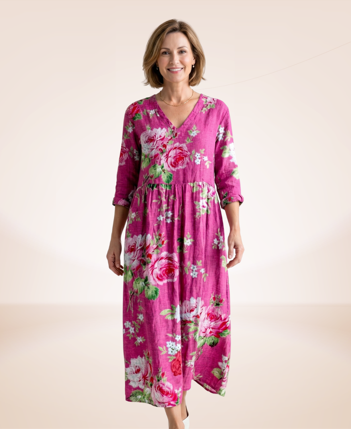 Florence™ | Luxe Floral Linen Dress