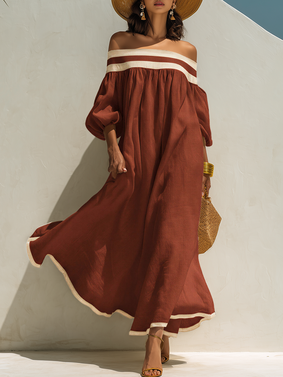 Seraphina™ | Luxe Off-Shoulder Linen Maxi Dress