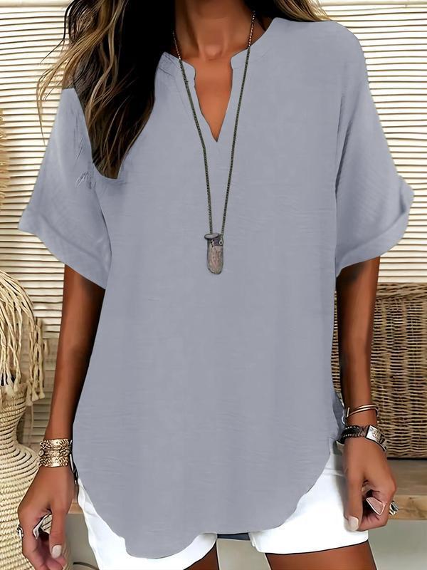 Mila™ | Relaxed Notched-Neck Blouse