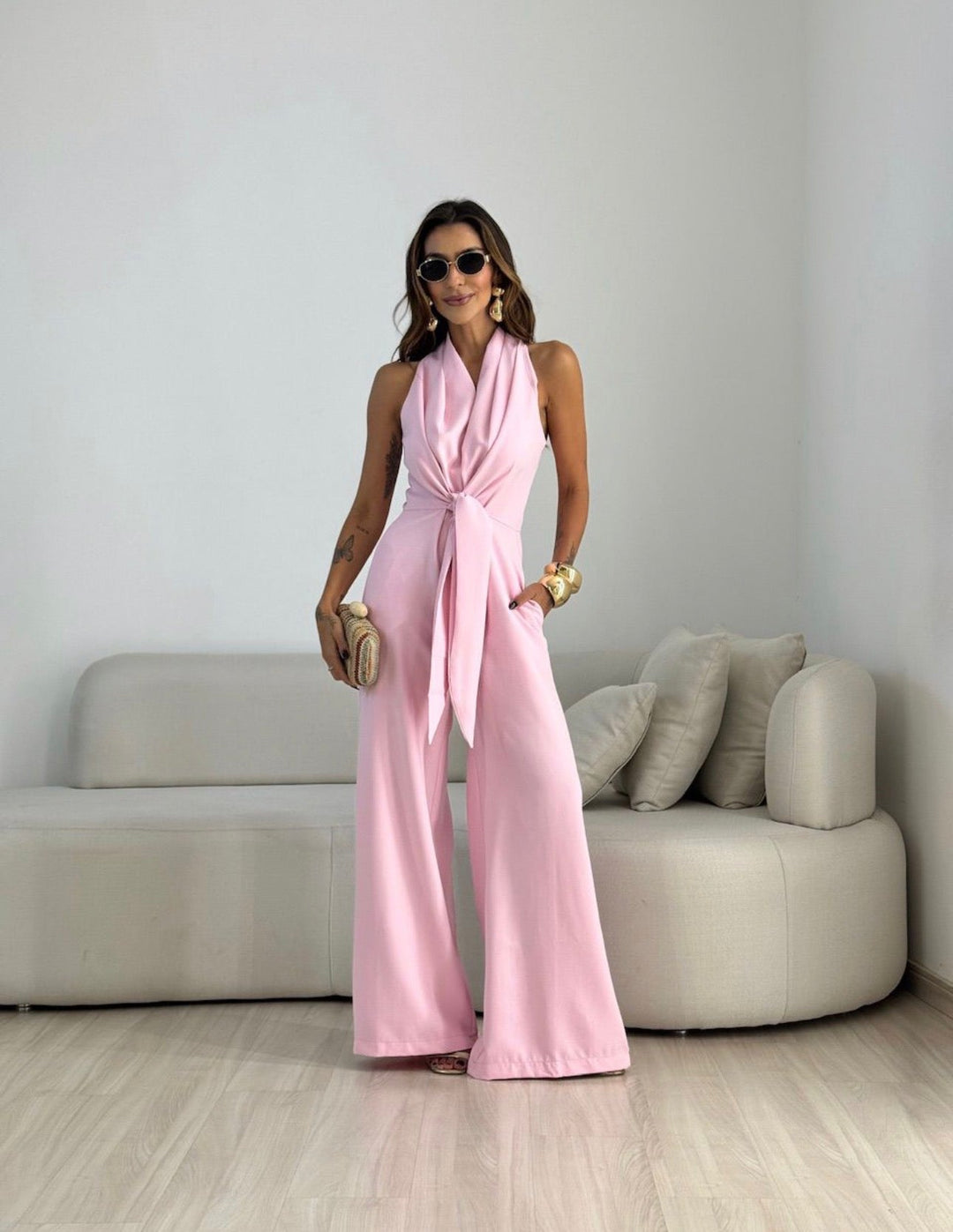 Celestia™ | Luxe Draped Wide-Leg Jumpsuit