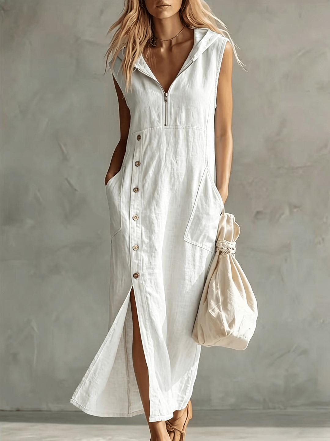 Carol™ | Hooded Button Maxi Dress