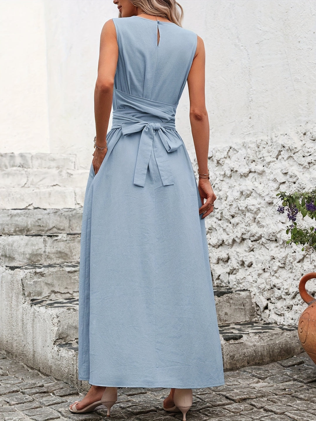 Diane™ | Cotton Tie-Back Sleeveless Maxi Dress