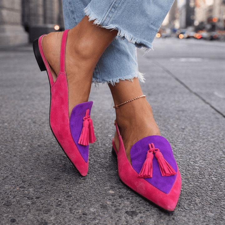 Lorena™ | Pointed-Toe Flat Mules with Slingback