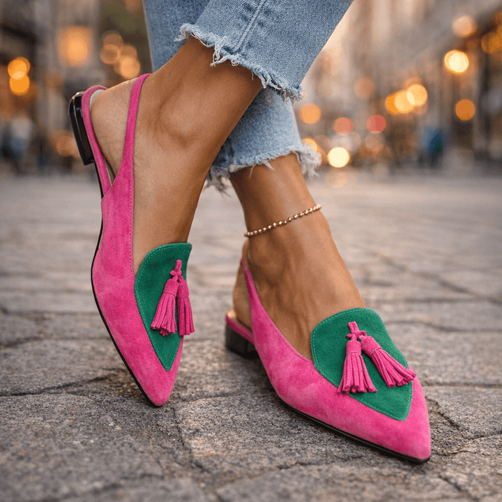 Lorena™ | Pointed-Toe Flat Mules with Slingback
