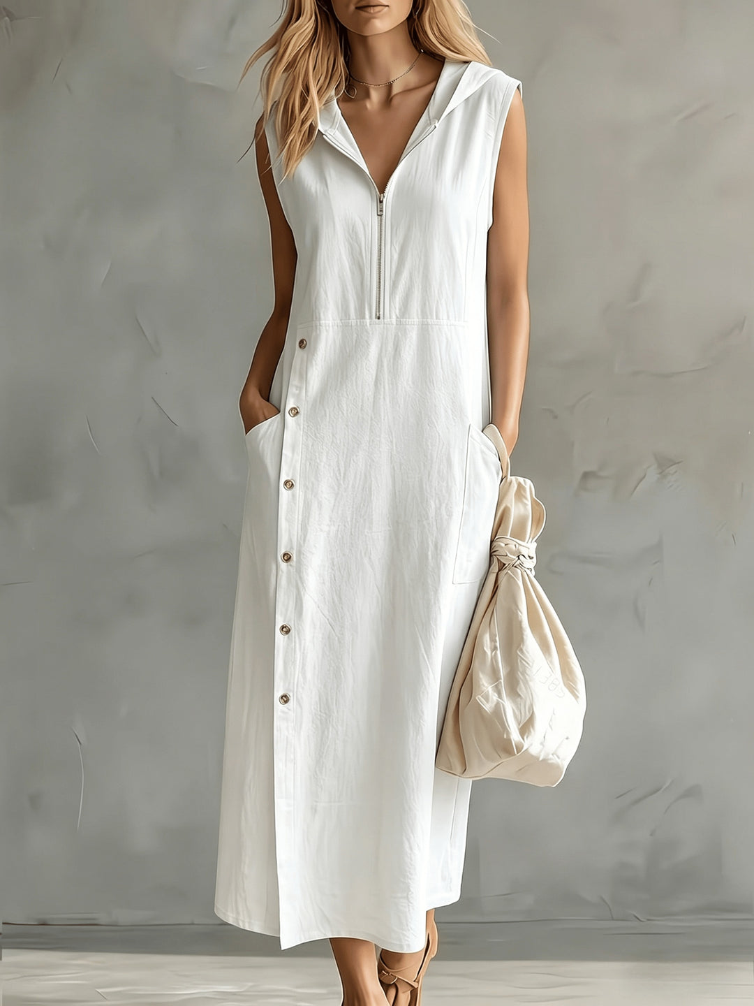 Carol™ | Hooded Button Maxi Dress