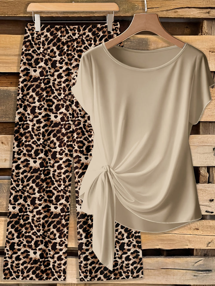 Penny™ | Printed Two-Piece Casual Set with Tie-Front Top
