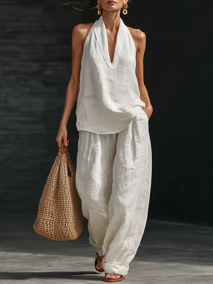 Margot™ | Linen V-Neck Vest & Wide-Leg Trouser Set
