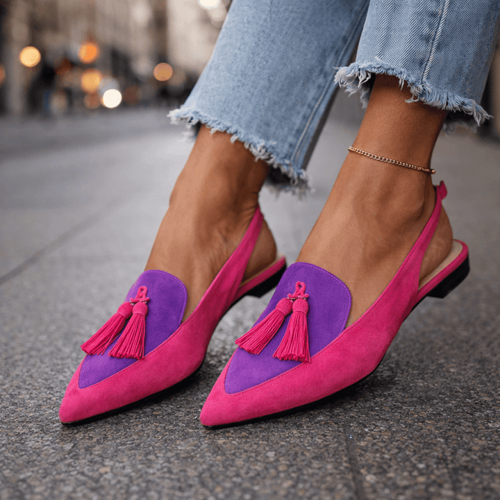 Lorena™ | Pointed-Toe Flat Mules with Slingback