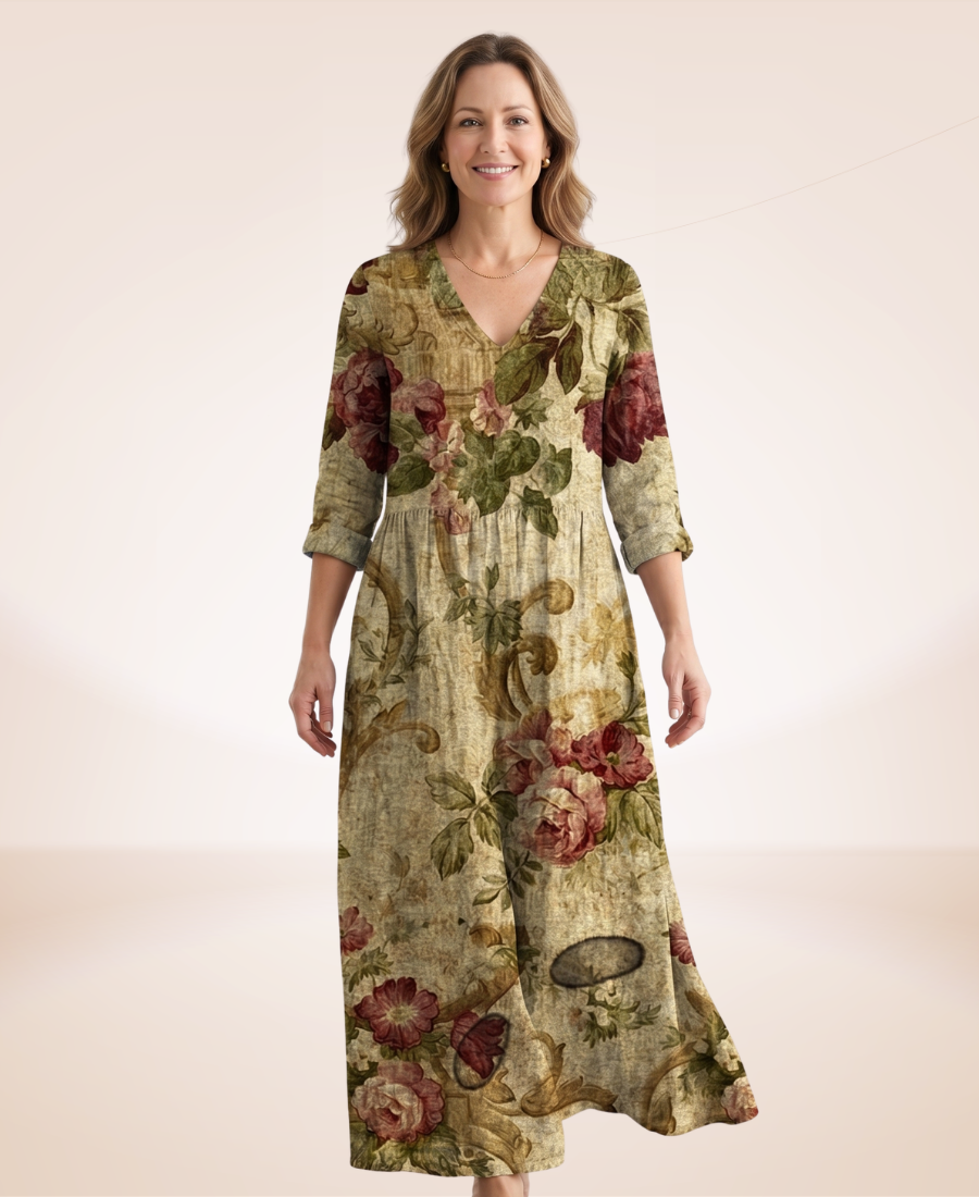 Florence™ | Luxe Floral Linen Dress