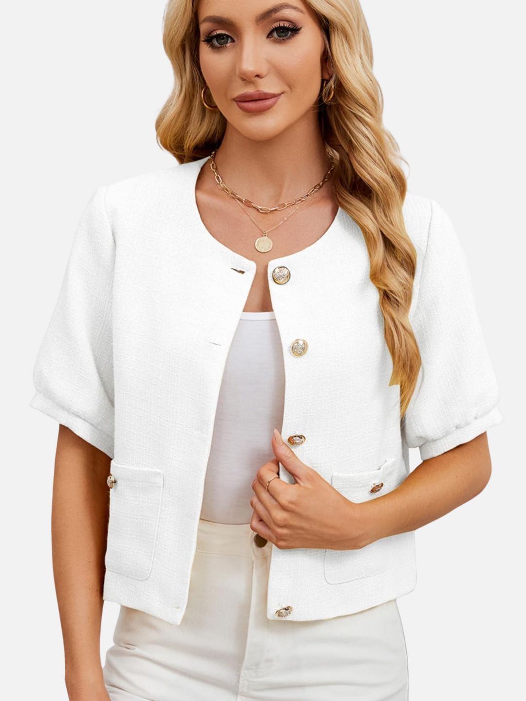 Vivian | Cropped Tweed Blazer Jacket