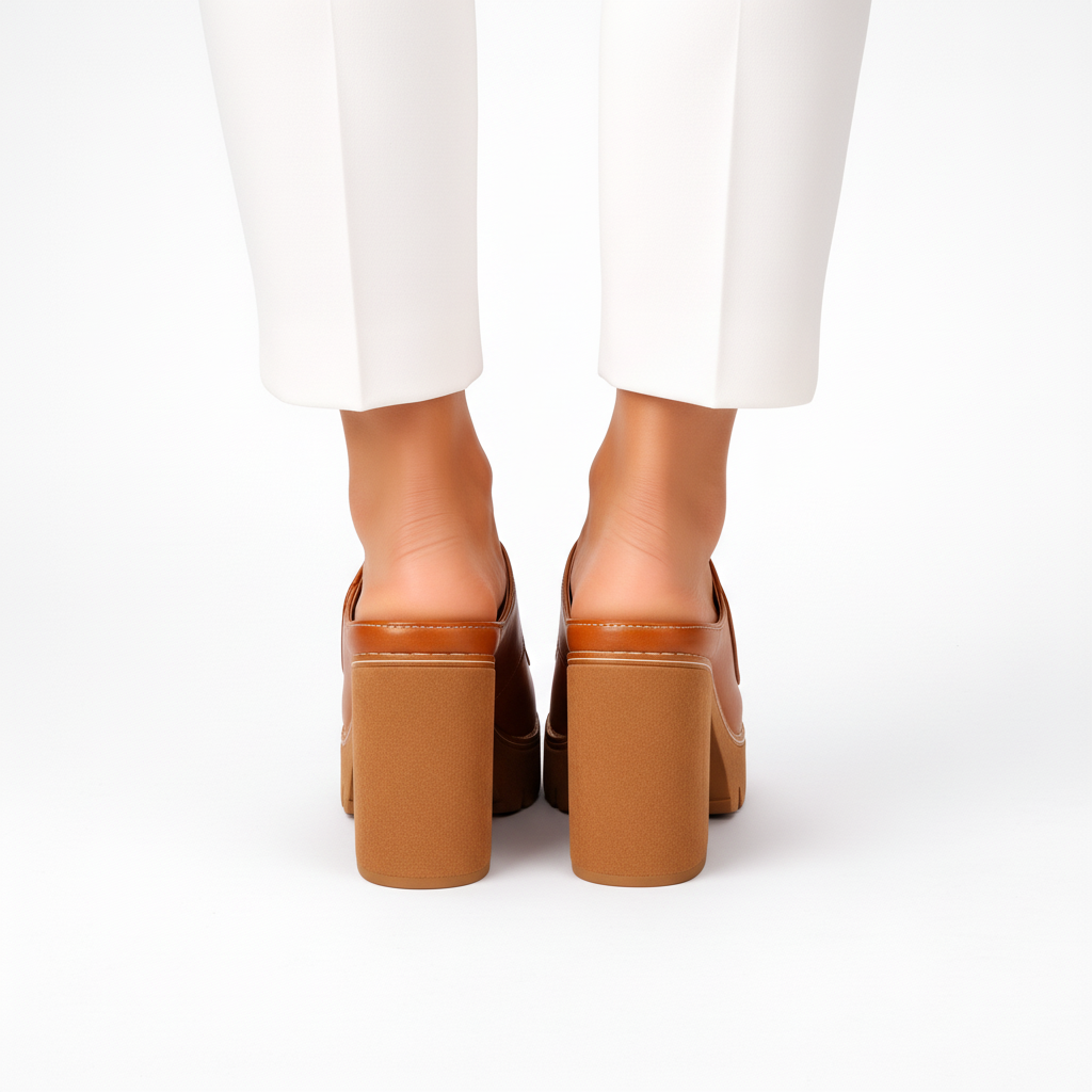 Alessia™ | Premium Leather Platform Mule Heels