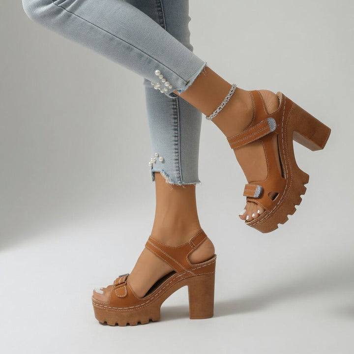 Célimène™ | Adjustable Velcro Platform Sandal with Block Heel