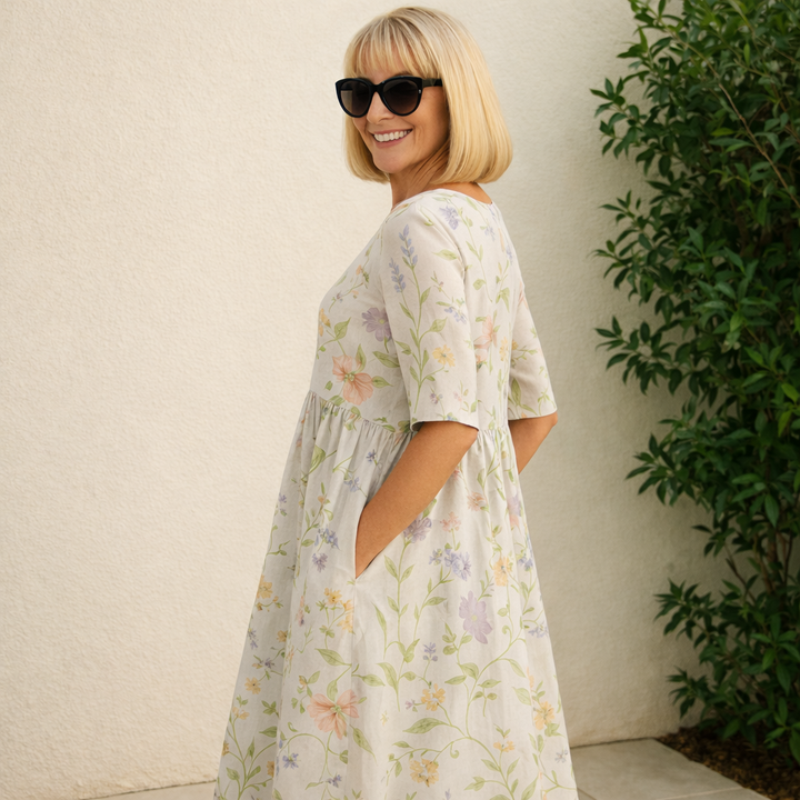 Hailey™ | Elegant Botanical Midi Dress