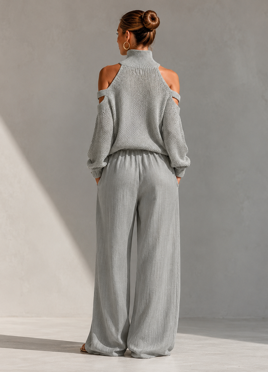 Simone™ | Off-Shoulder Knit & Fluid Trouser Set
