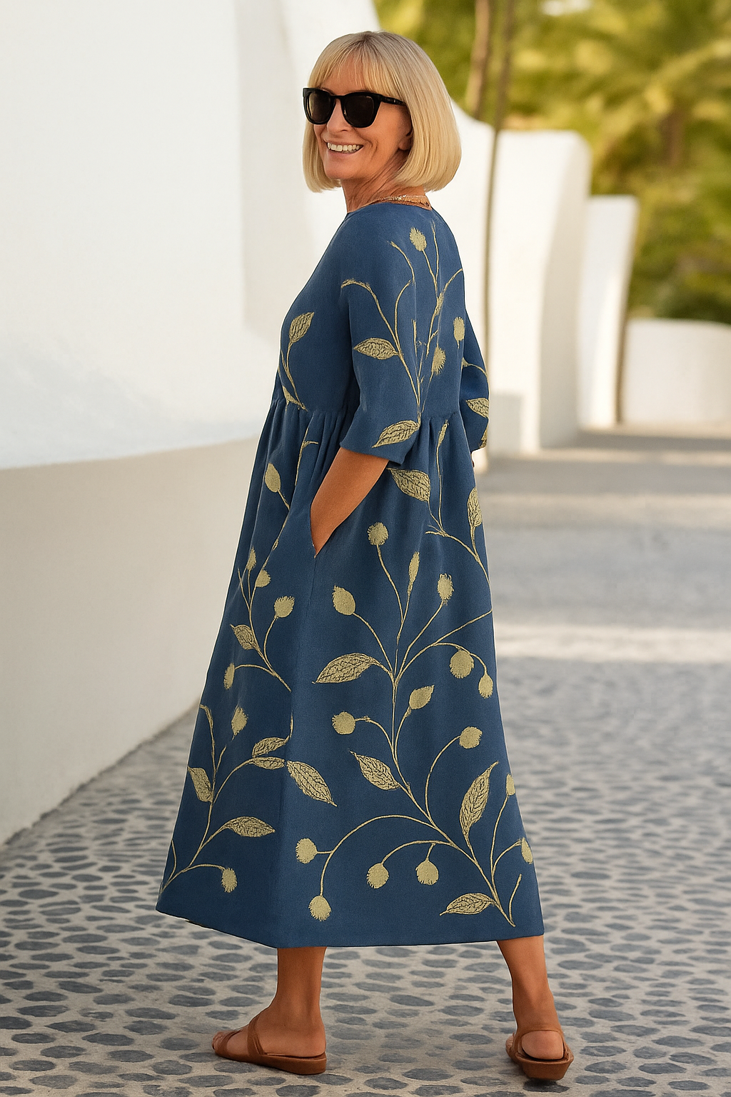 Hailey™ | Elegant Botanical Midi Dress