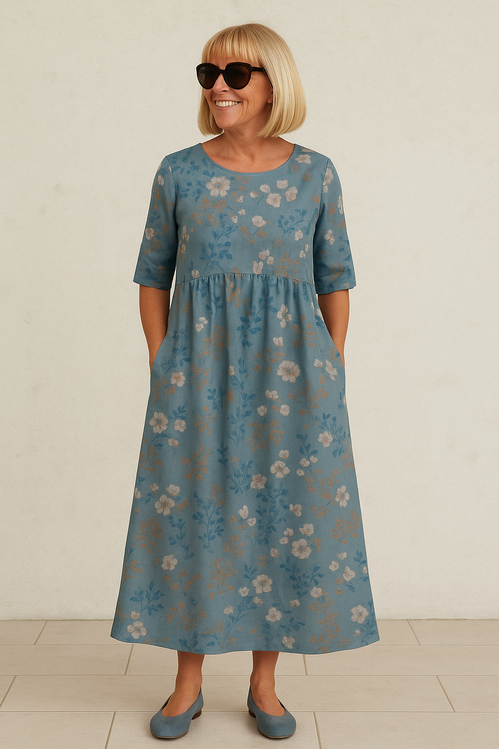 Hailey™ | Elegant Botanical Midi Dress