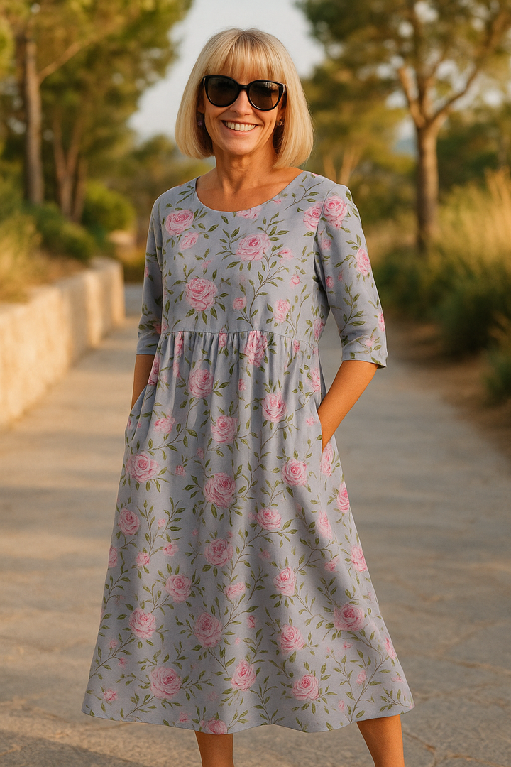 Hailey™ | Elegant Botanical Midi Dress