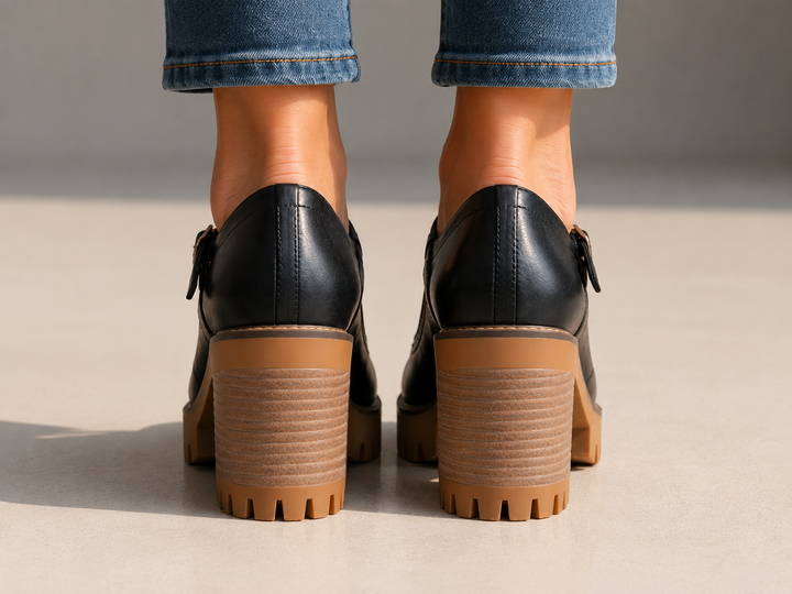 Jasmine™ | Luxe Leather T-Strap Platform Heels
