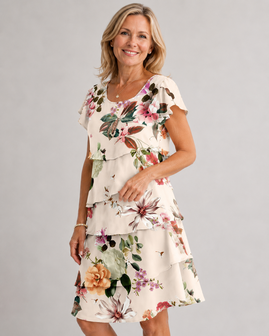 Helena™ | Elegant Floral Ruffle Dress