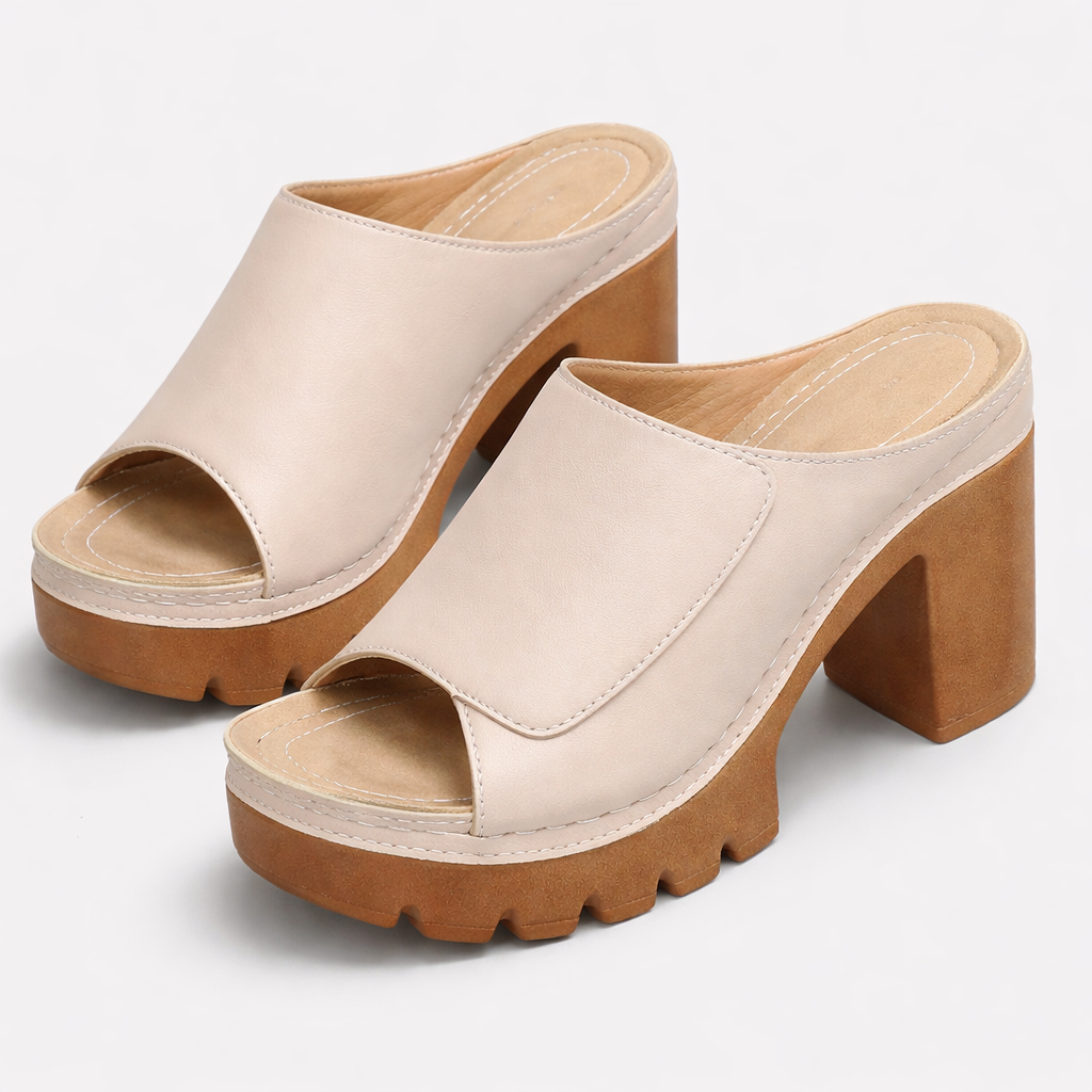 Alessia™ | Premium Leather Platform Mule Heels